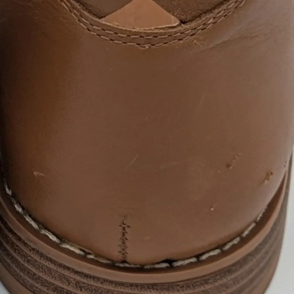 Franco Sarto Sandals 9 Tan Leather Ankle Strap Flat Minimalist Boho Summer - Picture 11 of 15